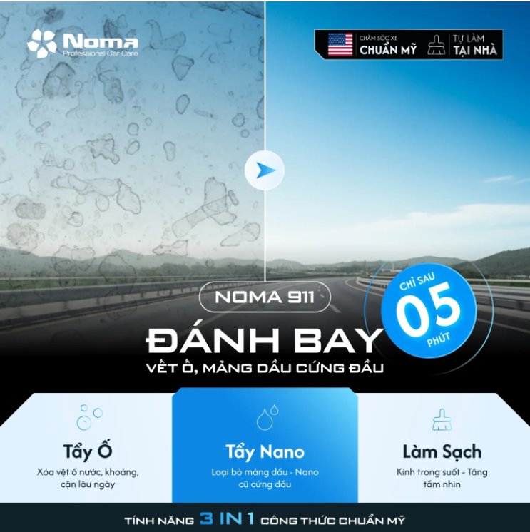 So sánh kính ô tô trước và sau khi dùng NOMA 911